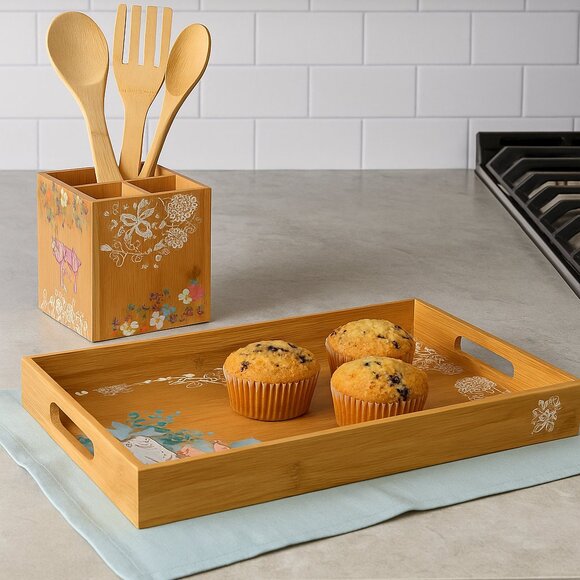 Urban Market by Gibson Bamboo Kitchen Organizer & Tray Set - Picture 1 of 9